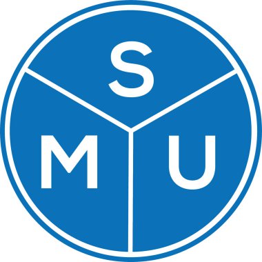 Beyaz arka planda SMU harf logosu tasarımı. SMU yaratıcı harflerin baş harfleri logo kavramı. SMU harf tasarımı.