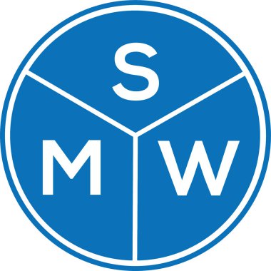 Beyaz arkaplanda SMW harf logosu tasarımı. SMW yaratıcı harflerin baş harfleri logo kavramı. SMW harf tasarımı.