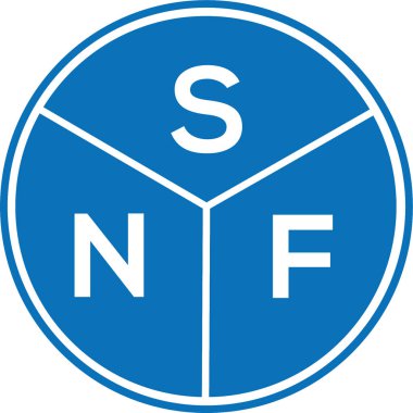 Beyaz arkaplanda SNF harf logosu tasarımı. SNF yaratıcı harflerin baş harfleri logo kavramı. SNF harf tasarımı.