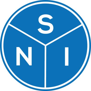 Beyaz arka planda SNI harf logosu tasarımı. SNI yaratıcı harflerin baş harfleri logo kavramı. SNI harf tasarımı.