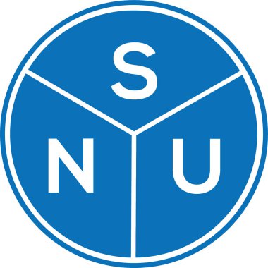 Beyaz arka planda SNU harf logosu tasarımı. SNU yaratıcı harf logosu konsepti. SNU harf tasarımı.