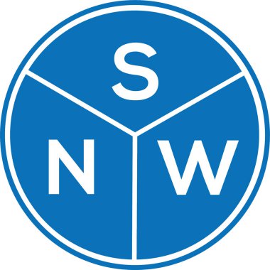 Beyaz arkaplanda SNW harf logosu tasarımı. SNW yaratıcı harflerin baş harfleri logo kavramı. SNW harf tasarımı.