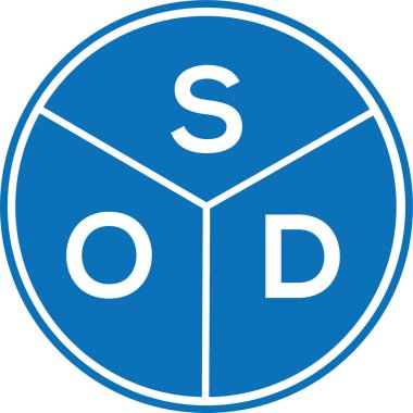 Beyaz arka planda SOD harf logosu tasarımı. SOD yaratıcı harflerin baş harfleri logo kavramı. SOD harf tasarımı.