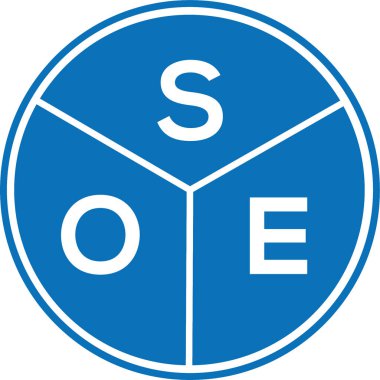 Beyaz arka planda SOE harfi logo tasarımı. SOE yaratıcı harflerin baş harfleri logo kavramı. SOE harf tasarımı.