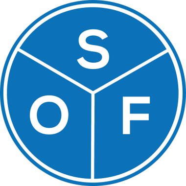 Beyaz arkaplanda SOF harf logosu tasarımı. SOF yaratıcı harflerin baş harfleri logo kavramı. SOF harf tasarımı.