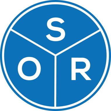 Beyaz arka planda SOR harf logosu tasarımı. SOR yaratıcı harflerin baş harfleri logo kavramı. SOR harf tasarımı.
