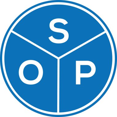 Beyaz arka planda SOP harfi logo tasarımı. SOP yaratıcı harflerin baş harfleri logo kavramı. SOP harf tasarımı.