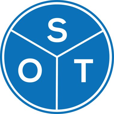 Beyaz arkaplanda SOT harfi logosu tasarımı. SOT yaratıcı harflerin baş harfleri logo kavramı. SOT harf tasarımı.