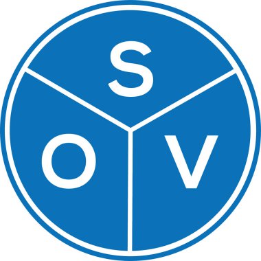 Beyaz arka planda SOV harfi logo tasarımı. SOV yaratıcı harflerin baş harfleri logo kavramı. SOV harf tasarımı.