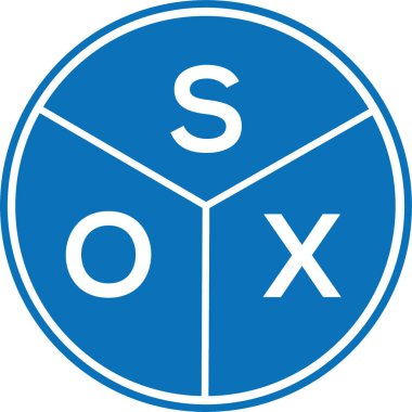 Beyaz arka planda SOX harfli logo tasarımı. SOX yaratıcı harflerin baş harfleri logo kavramı. SOX harf tasarımı.