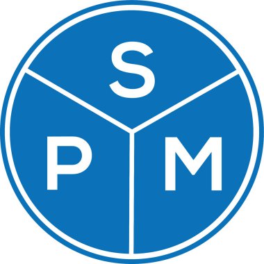 Beyaz arkaplanda SPM harf logosu tasarımı. SPM yaratıcı harflerin baş harfleri logo kavramı. SPM harf tasarımı.