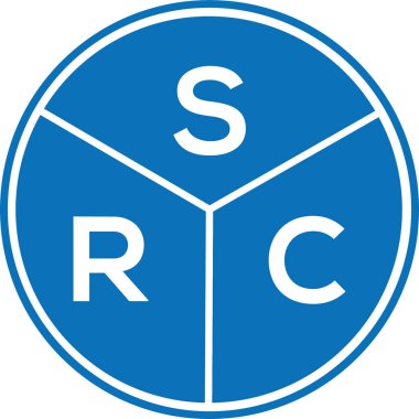 Beyaz arkaplanda SRC harf logosu tasarımı. SRC yaratıcı harflerin baş harfleri logo kavramı. SRC harf tasarımı.