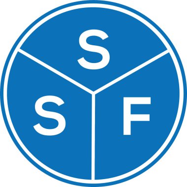 Beyaz arkaplanda SSF harf logosu tasarımı. SSF yaratıcı harflerin baş harfleri logo kavramı. SSF harf tasarımı.