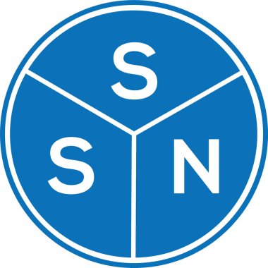 Beyaz arkaplanda SSN harf logosu tasarımı. SSN yaratıcı harflerin baş harfleri logo kavramı. SSN harf tasarımı.
