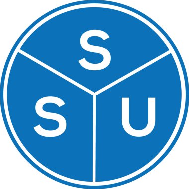 Beyaz arka planda SSU harf logosu tasarımı. SSU yaratıcı harf logosu konsepti. SSU harf tasarımı.