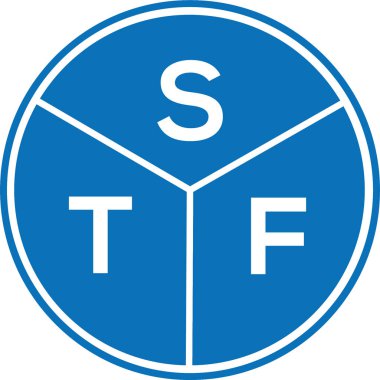 Beyaz arka planda STF harf logosu tasarımı. STF yaratıcı harflerin baş harfleri logo kavramı. STF harf tasarımı.