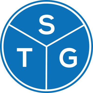 Beyaz arka planda STG harfi logo tasarımı. STG yaratıcı harflerin baş harfleri logo kavramı. STG harf tasarımı