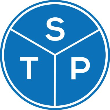 Beyaz arka planda STP harf logosu tasarımı. STP yaratıcı harflerin baş harfleri logo kavramı. STP harf tasarımı.