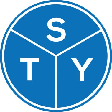Beyaz arka planda STY harf logosu tasarımı. STY yaratıcı harflerin baş harfleri logo kavramı. STY harf tasarımı.