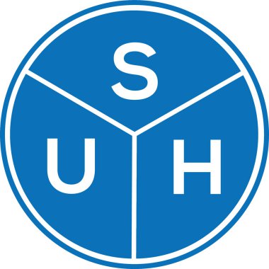 Beyaz arka planda SUH harf logosu tasarımı. SUH yaratıcı harf logosu konsepti. SUH harf tasarımı.