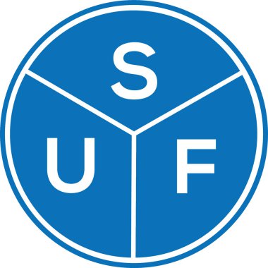 Beyaz arka planda SUF harf logosu tasarımı. SUF yaratıcı harf logosu konsepti. SUF harf tasarımı.