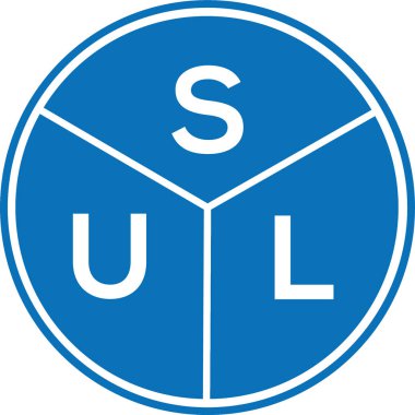 Beyaz arka planda SUL harf logosu tasarımı. SUL yaratıcı harflerin baş harfleri logo kavramı. SUL harf tasarımı.
