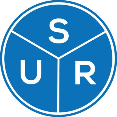 Beyaz arkaplanda SUR harf logosu tasarımı. SUR yaratıcı harflerin baş harfleri logo kavramı. SUR harf tasarımı.