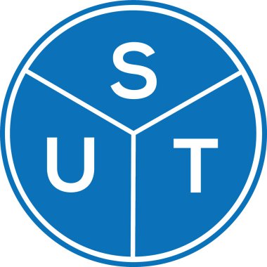 Beyaz arka planda SUT harf logosu tasarımı. SUT yaratıcı harf logosu konsepti. SUT harf tasarımı.
