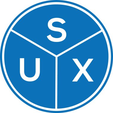 Beyaz arka planda SUX harfli logo tasarımı. SUX yaratıcı harfler logosu konsepti. SUX harf tasarımı.