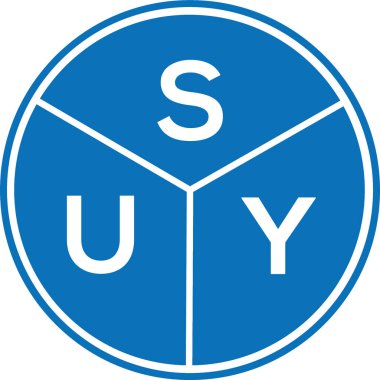 Beyaz arka planda SUY harf logosu tasarımı. SUY yaratıcı harflerin baş harfleri logo kavramı. SUY harf tasarımı.
