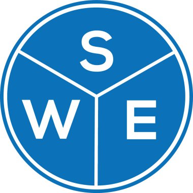 Beyaz arka planda SWE harfi logo tasarımı. SWE yaratıcı harfler logosu konsepti. SWE harf tasarımı.