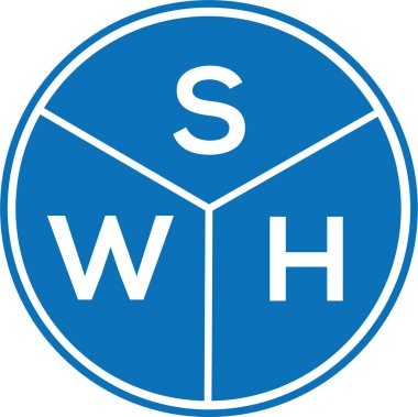 Beyaz arka planda SWH harf logosu tasarımı. SWH yaratıcı harflerin baş harfleri logo kavramı. SWH harf tasarımı.