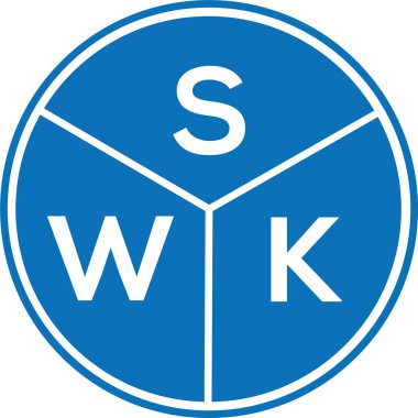 Beyaz arka planda SWK harf logosu tasarımı. SWK yaratıcı harflerin baş harfleri logo kavramı. SWK harf tasarımı.