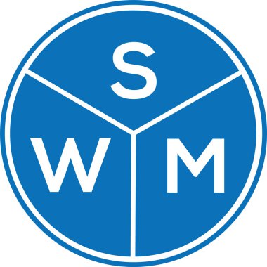 Beyaz arka planda SWM harf logosu tasarımı. SwM yaratıcı harf logosu konsepti. SWM harf tasarımı.