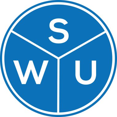 Beyaz arka planda SWU harf logosu tasarımı. SWU yaratıcı harfler logosu konsepti. SWU harf tasarımı.