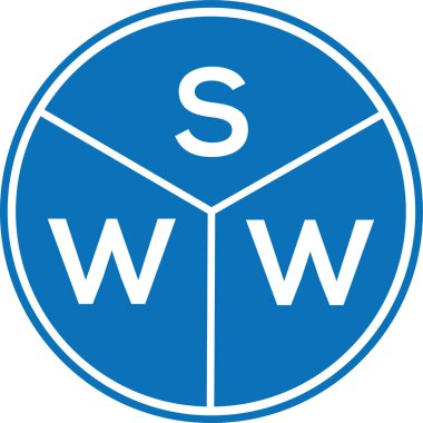 Beyaz arka planda SWW harfli logo tasarımı. Yaratıcı harflerin baş harfleri logo konsepti. Döndürme harfi tasarımı.