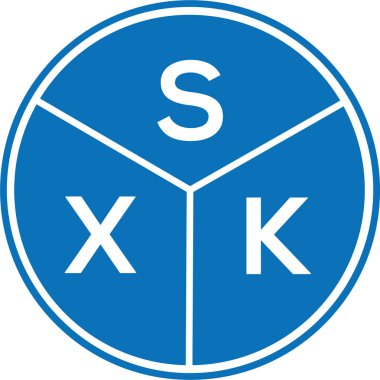 Beyaz arkaplanda SXK harf logosu tasarımı. SXK yaratıcı harflerin baş harfleri logo kavramı. SXK harf tasarımı.