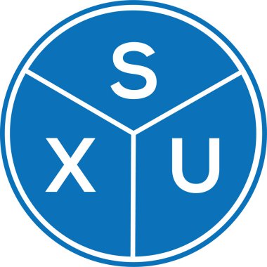 Beyaz arka planda SXU harf logosu tasarımı. SXU yaratıcı harflerin baş harfleri logo kavramı. SXU harf tasarımı.