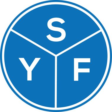 Beyaz arkaplanda SYF harf logosu tasarımı. SYF yaratıcı harflerin baş harfleri logo kavramı. SYF harf tasarımı.