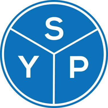 Beyaz arkaplanda SYP harf logosu tasarımı. SYP yaratıcı harflerin baş harfleri logo kavramı. SYP harf tasarımı.