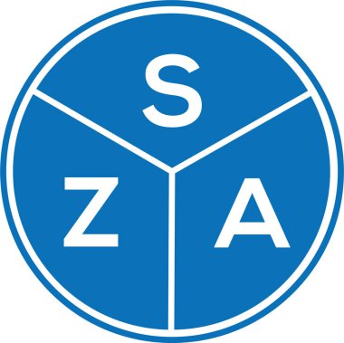 Beyaz arka planda SZA harf logosu tasarımı. SZA yaratıcı harf logosu konsepti. SZA harf tasarımı.