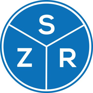 Beyaz arkaplanda SZR harf logosu tasarımı. SZR yaratıcı harflerin baş harfleri logo kavramı. SZR harf tasarımı.