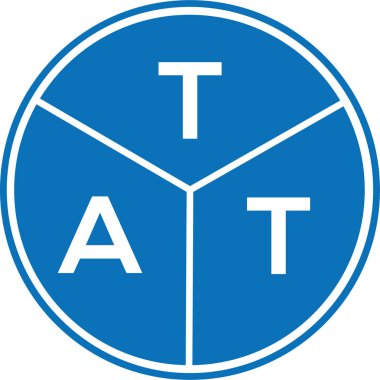 Beyaz arka planda TAT harfi logo tasarımı. TAT yaratıcı harflerin baş harfleri logo kavramı. TAT harf tasarımı.