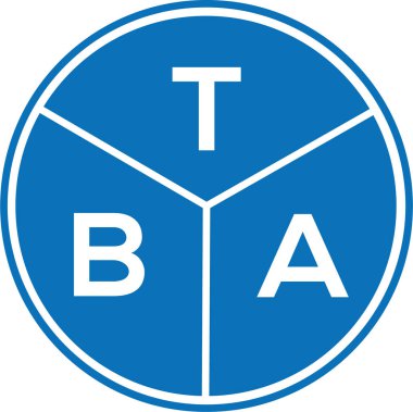 Beyaz arka planda TBA harf logosu tasarımı. TBA yaratıcı harfler logosu konsepti. TBA harf tasarımı.