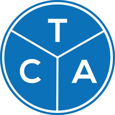 Beyaz arka planda TCA harf logosu tasarımı. TCA yaratıcı harflerin baş harfleri logo kavramı. TCA harf tasarımı.