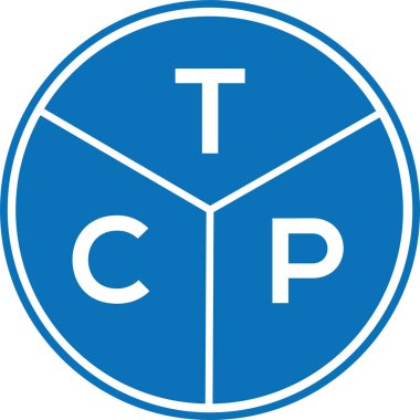 Beyaz arkaplanda TCP harf logosu tasarımı. TCP yaratıcı harflerin baş harfleri logo kavramı. TCP harf tasarımı.