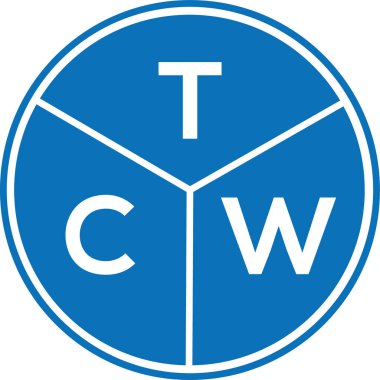 Beyaz arkaplanda TCW harf logosu tasarımı. TCW yaratıcı harflerin baş harfleri logo kavramı. TCW harf tasarımı.
