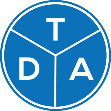 Beyaz arka planda TDA harf logosu tasarımı. TDA yaratıcı harflerin baş harfleri logo kavramı. TDA harf tasarımı.