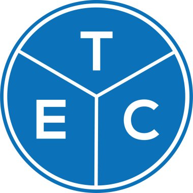Beyaz arkaplanda TEC harf logosu tasarımı. TEC yaratıcı harflerin baş harfleri logo kavramı. TEC harf tasarımı.