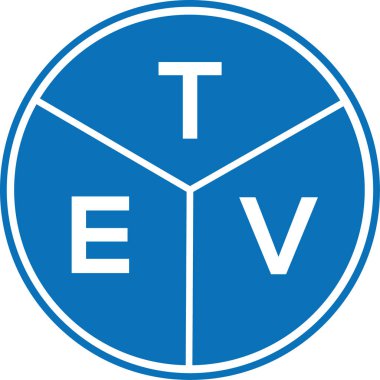 Beyaz arkaplanda TEV harf logosu tasarımı. TEV yaratıcı harflerin baş harfleri logo kavramı. TEV harf tasarımı.